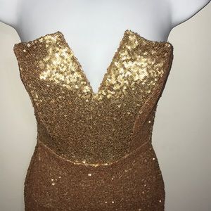 SOLD-AKIRA gold sequins, formal dress